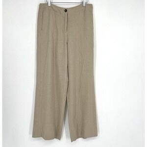 Poetry Wide Leg Pant Womens 10 Wool Slacks Trouser Brown Simple Basic